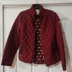 Rare Find From Ireland - A Little Bit Racey Women Quilted Burgundy Jacket